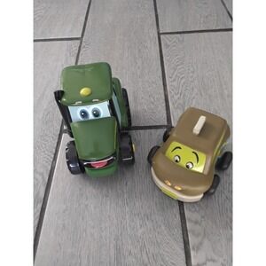 Tomy Johnny Tractor and Friends Toy Vehicle Set Green Tractor and Brown Van